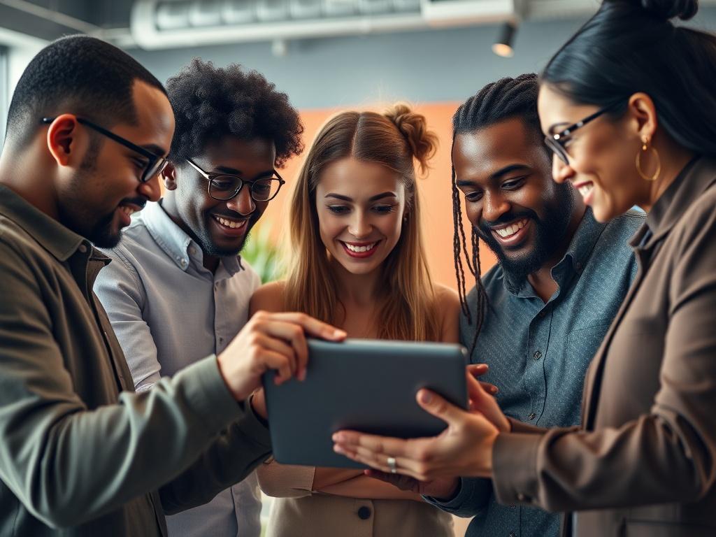 A close up shot of a creative team collaborating in