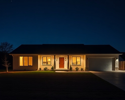 Modern ranch home before LED light installation