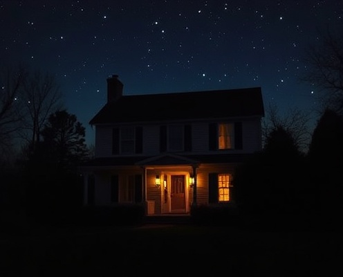 Colonial home before LED light installation