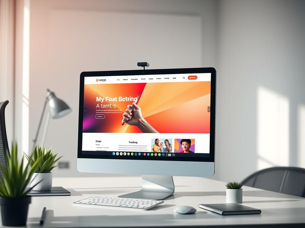 A close up shot of a modern office workspace featuring