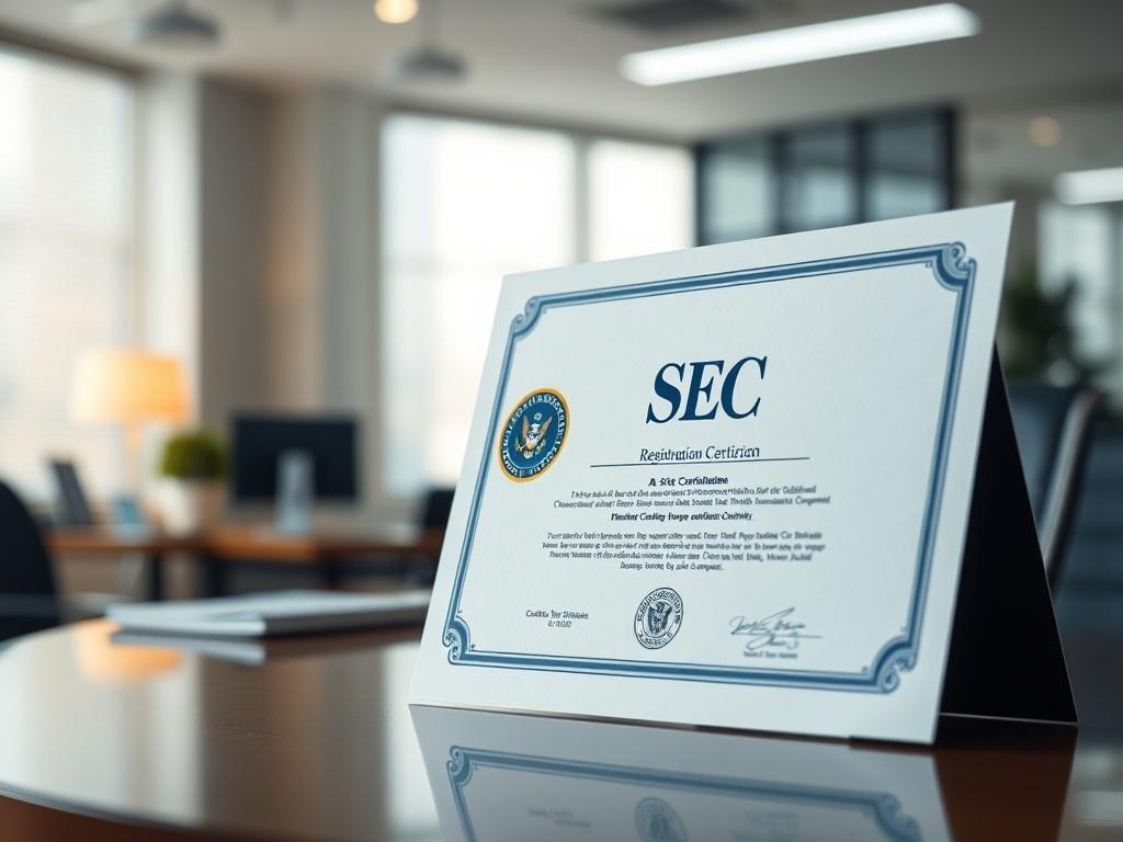 A hyper realistic close up shot of an SEC registration
