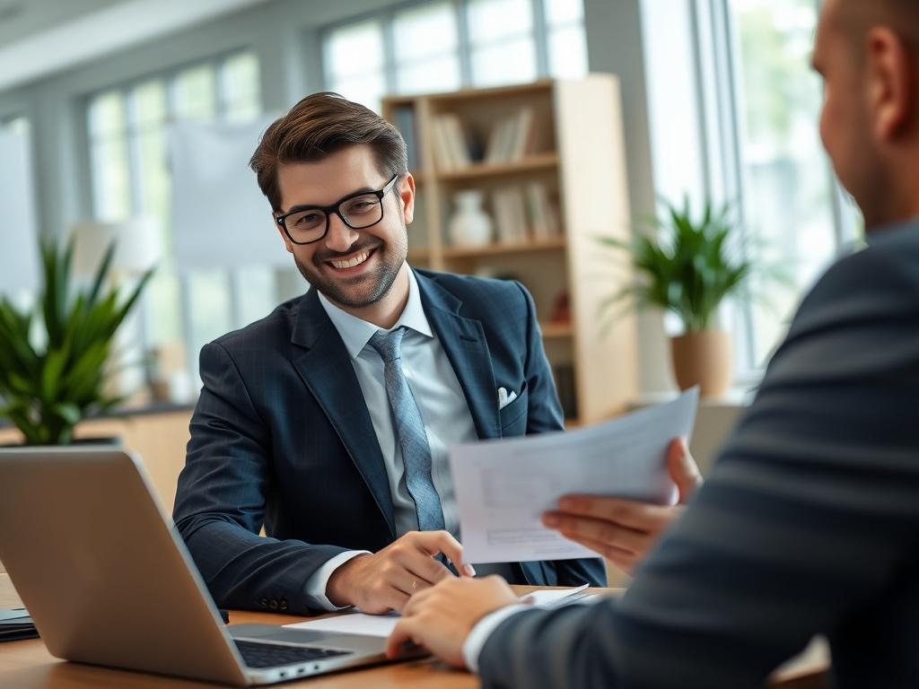 A hyper realistic close up shot of a smiling financial