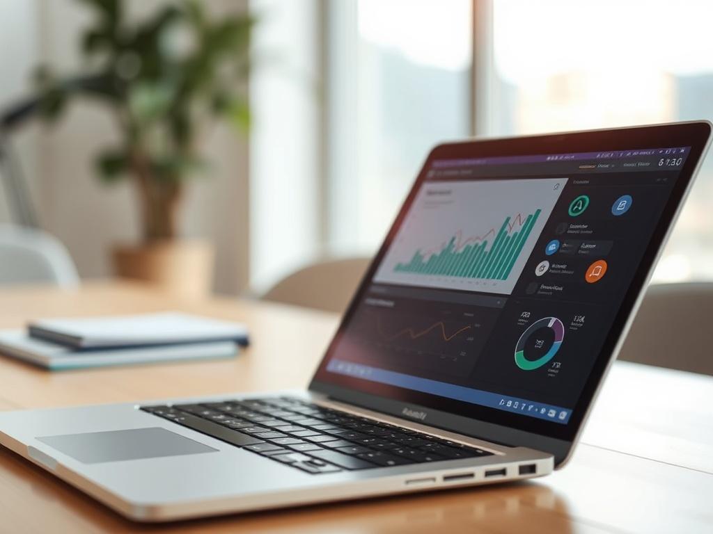 **Prompt for AI Image Generator:**

Create a realistic high-resolution photograph that captures the essence of a blog titled "Factores clave para el SEO técnico en sitios geolocalizados." The composition should be simple and clear, featuring a single subject: a close-up of a laptop screen displaying a detailed graph or analytics dashboard related to SEO performance metrics in a geolocated context. The background should be softly blurred, hinting at a modern office environment with neutral colors to keep the