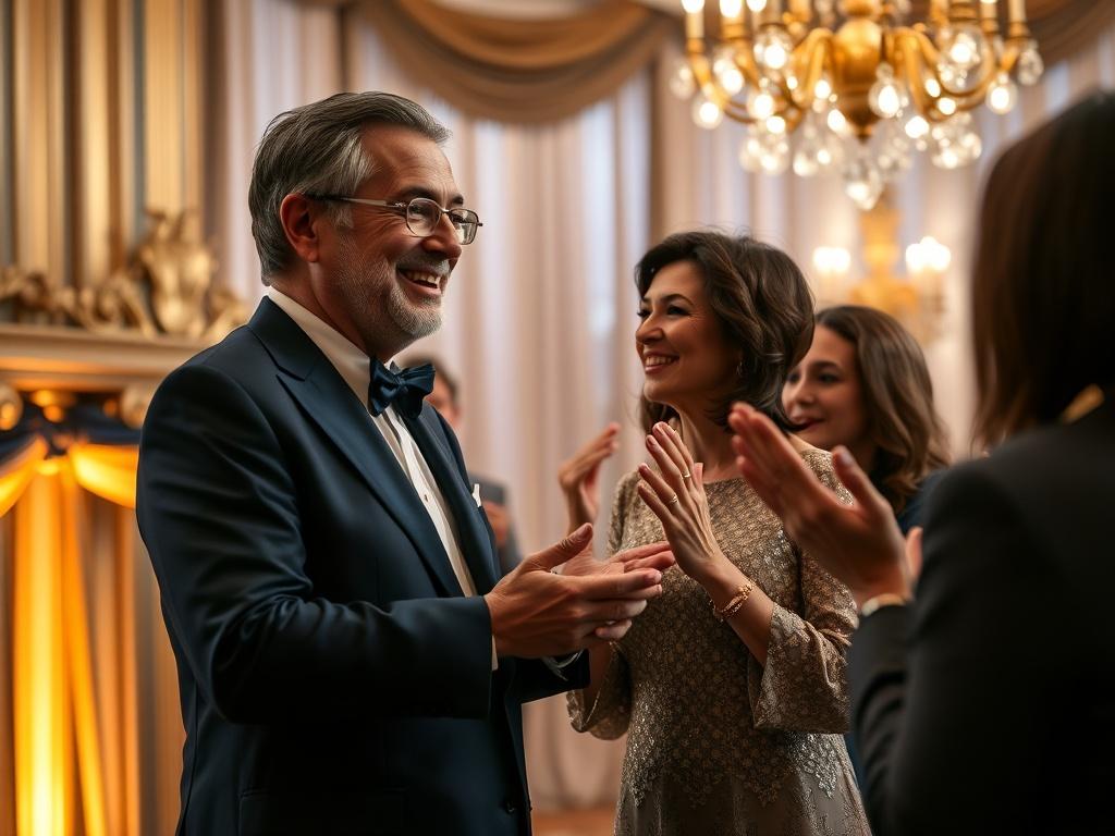 A realistic high resolution image showcasing a mentor being honored