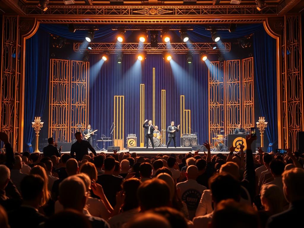 A high resolution image capturing a vibrant stage setting for