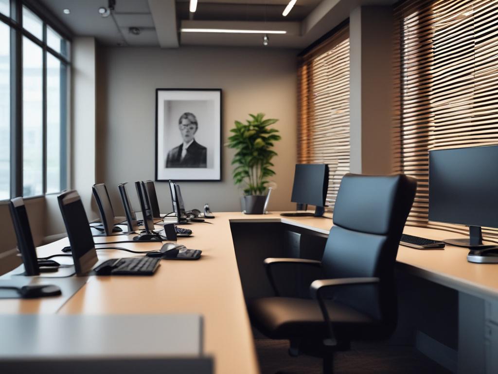 Create a high-resolution, hyper-realistic close-up photograph of a low-voltage equipment distributor's remote workforce in an office setting. The image should focus on a diverse group of professionals working collaboratively on digital devices, showcasing a modern and efficient workspace. The background should be subtly blurred to emphasize the team dynamics while incorporating the primary color #CFB07C in elements like office decor or branding materials.