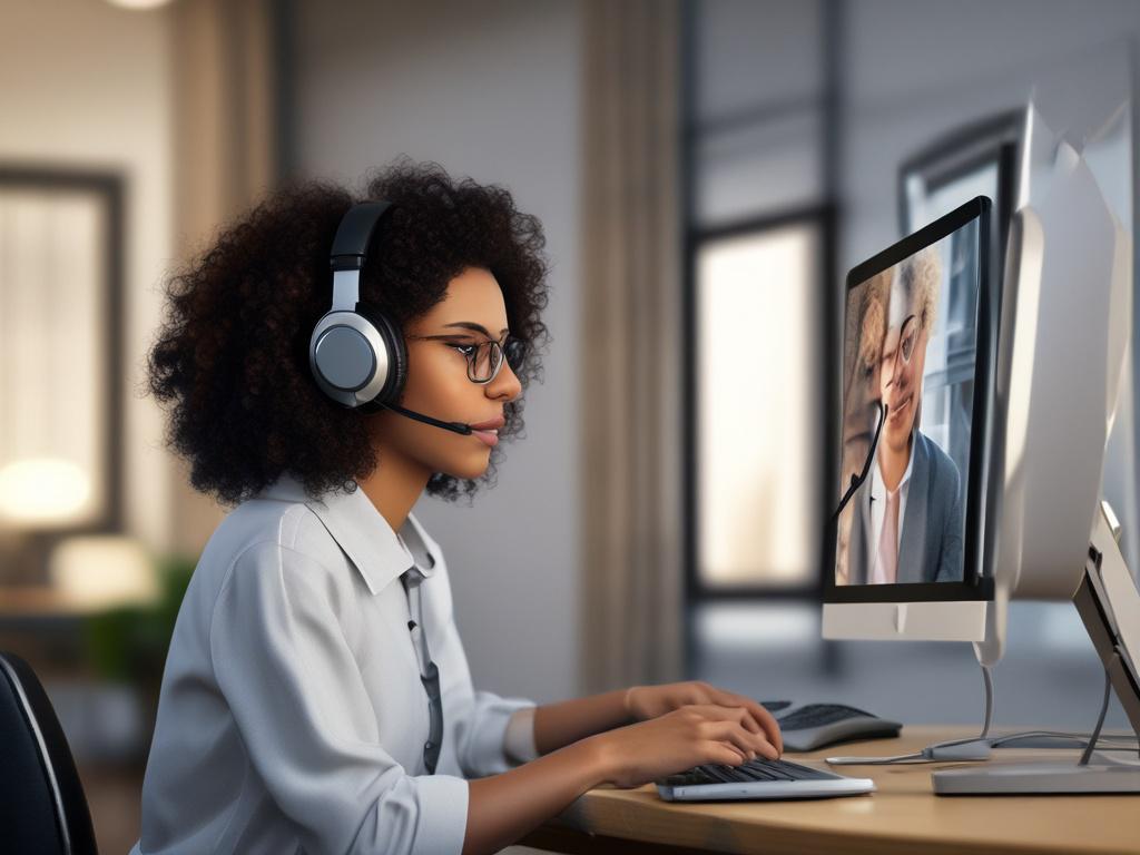 A focused close up of a remote employee working on