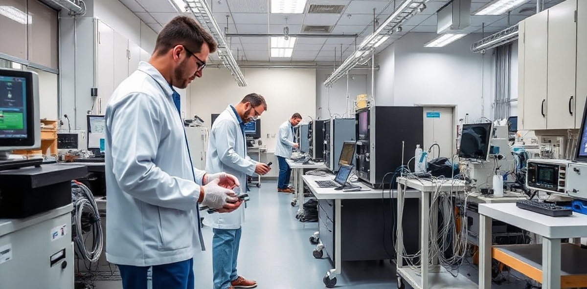 Professional medical cable assembly manufacturing workshop with precision equipment
