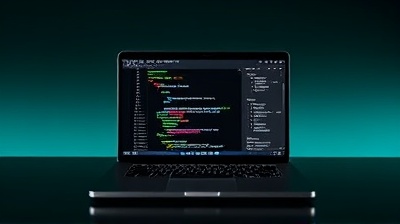 Developer working on laptop