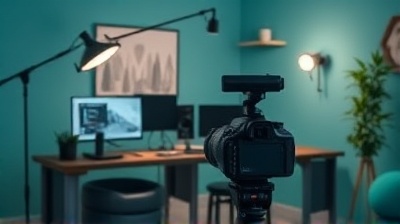 Tech workspace with camera setup