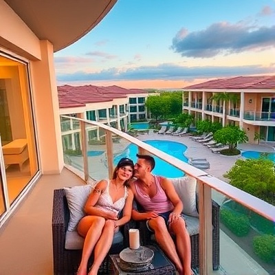 Michael & David relaxing on condo balcony