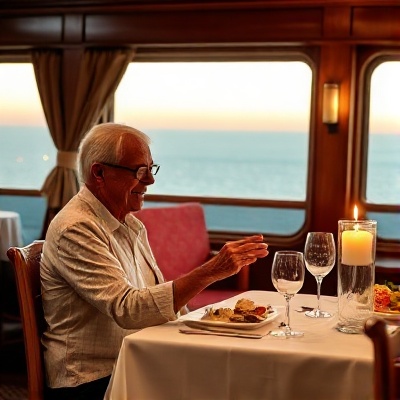 James & Patricia enjoying fine dining on cruise