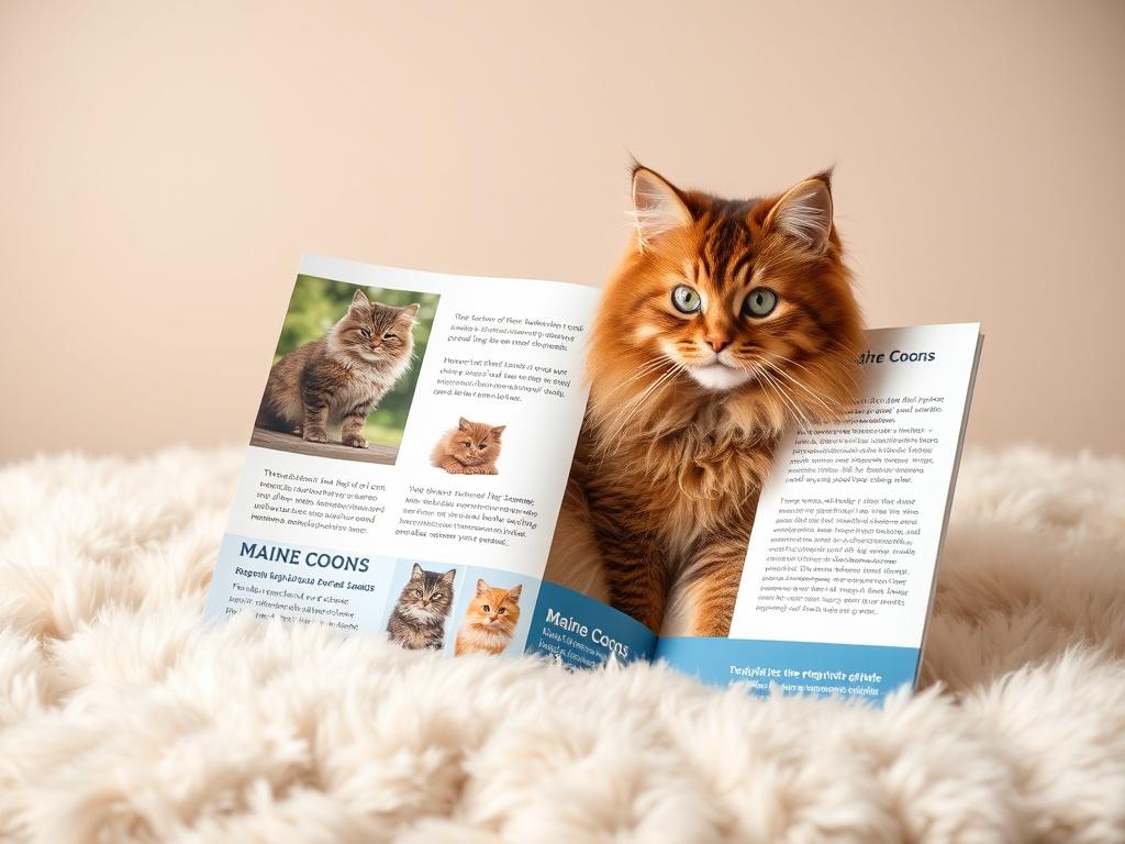A high resolution of a colorful brochure about Maine Coons