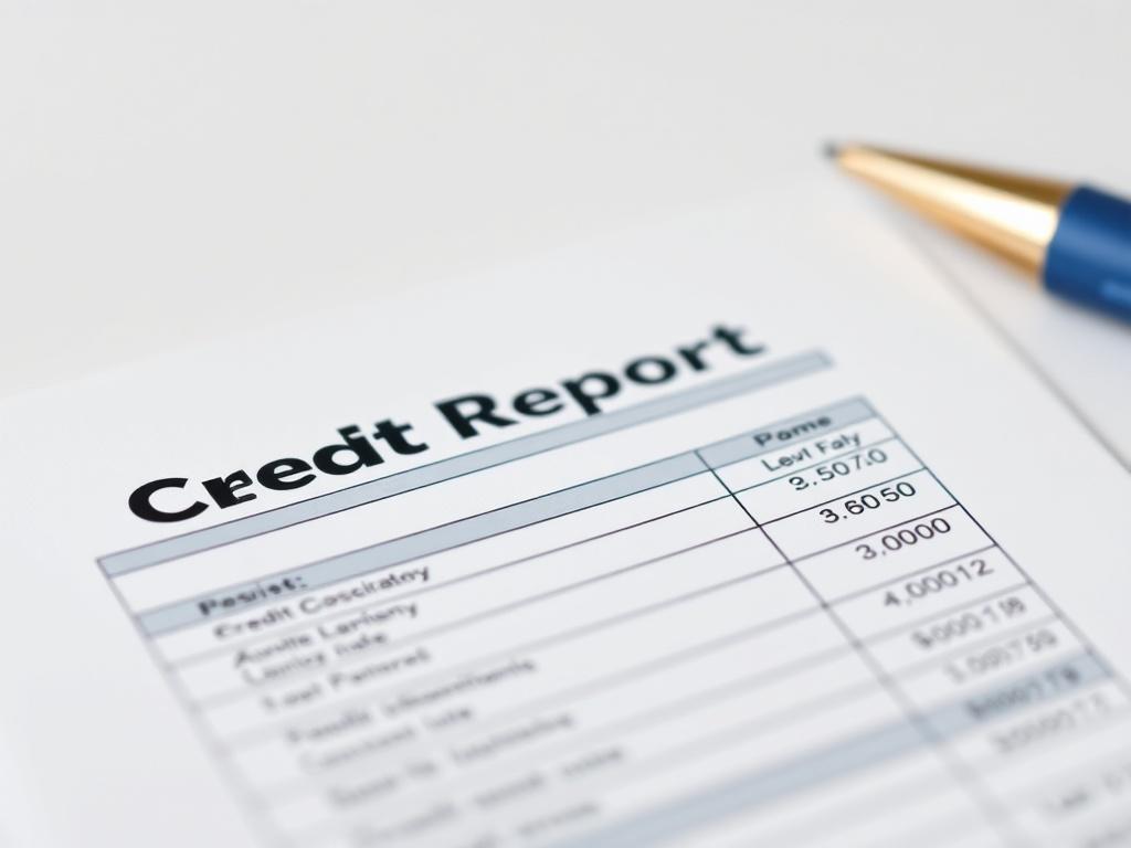 A hyper-realistic close-up shot of a credit report with clear, bold trade lines highlighted, showcasing a range of data points. The background is simple and blurred to keep the focus on the credit report, emphasizing the importance of accurate credit data for loan approvals. The image is rendered in high resolution, with vibrant colors that match the RGB(2, 86, 197) primary color.