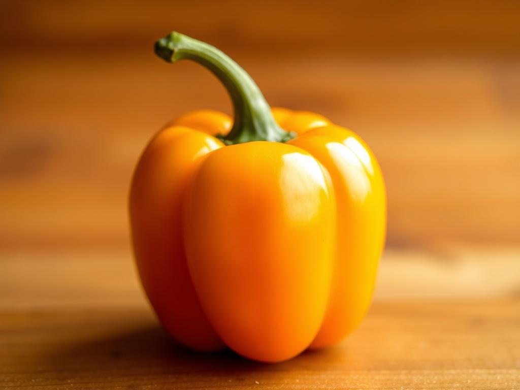 **Prompt for AI Image Generation:**

Create a realistic, high-resolution close-up photograph of a single Scotch Bonnet Pepper. The pepper should be the main focus of the image, showcasing its vibrant, lantern-shaped form and bright yellow-orange hue, highlighting its glossy texture. Capture the intricate details of the pepper’s skin, including subtle variations in color and slight imperfections that showcase its freshness. 

The background should be softly blurred to emphasize the pepper without distracting