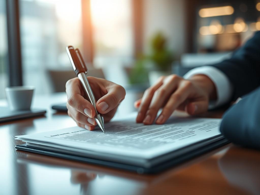A close up shot of a professional hand signing a