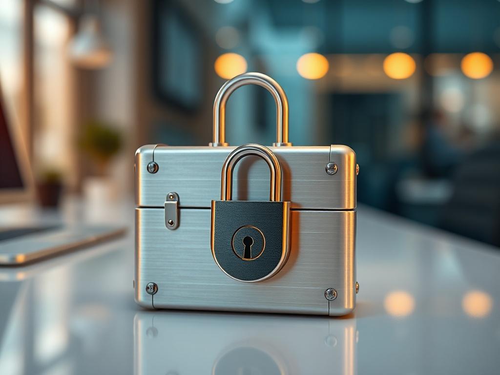A close up shot of a locked escrow box on