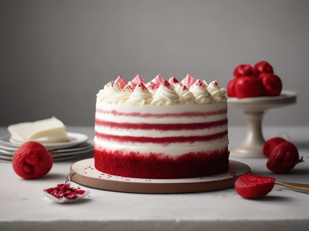 red velvet cake, cream cheese frosting, festive dessert