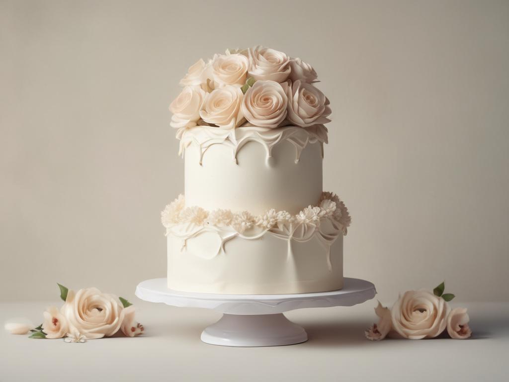 vanilla wedding cake, elegant design, floral decorations