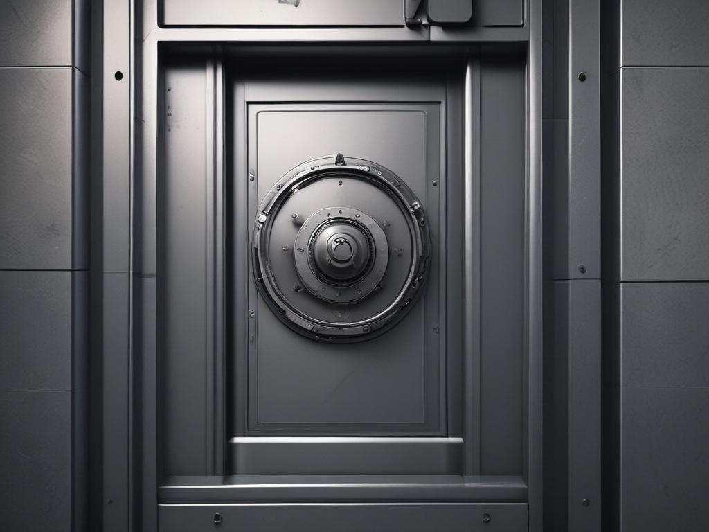 high resolution close up shot of a secure vault door,
