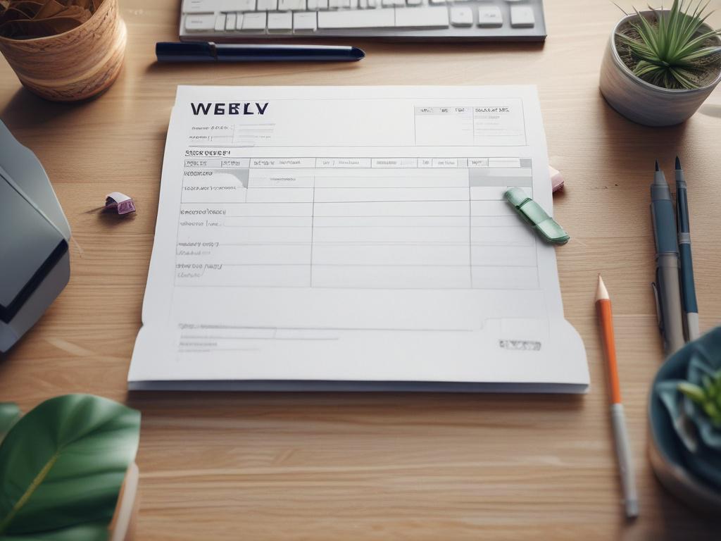 close up shot of a weekly budget template on a