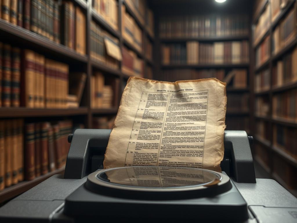 A close up shot of an old, fragile document being