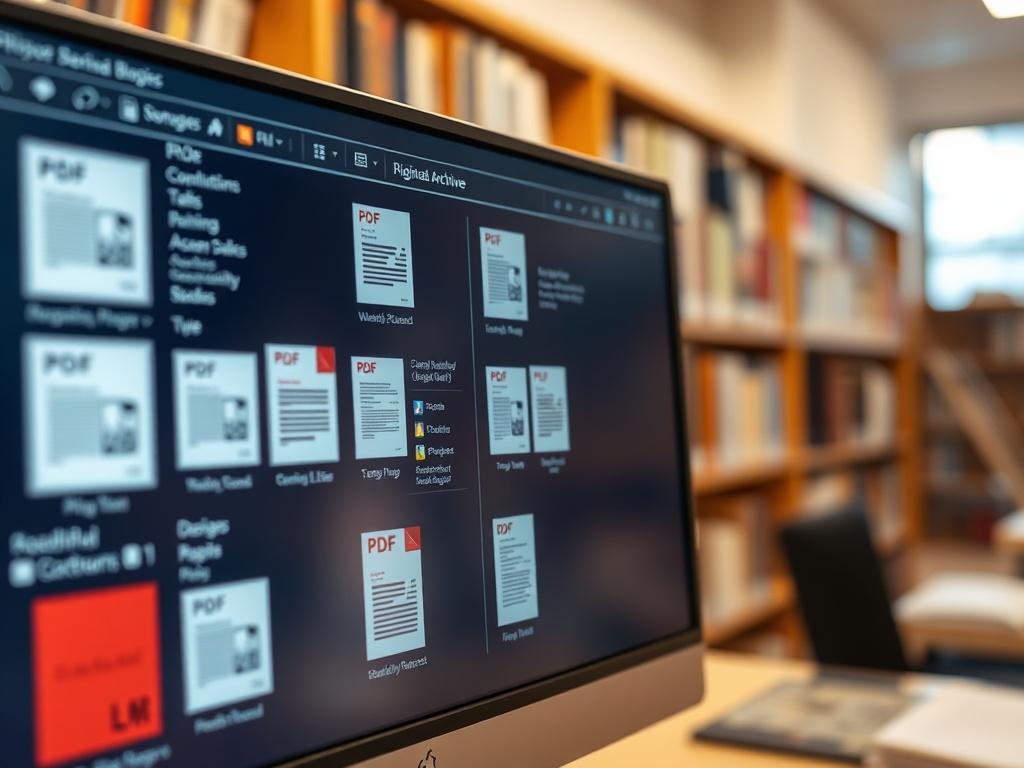 A close up shot of a well organized digital archive