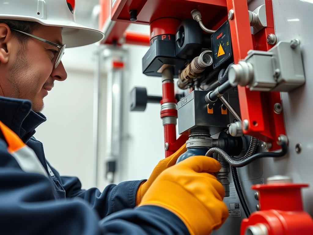 A close up shot of a technician conducting maintenance on