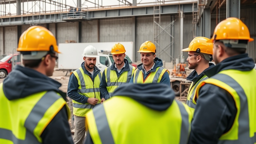 Labor union workers in safety training program learning infrastructure installation standards