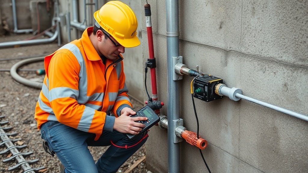 Engineers testing and verifying connection points and joint integrity with modern testing equipment