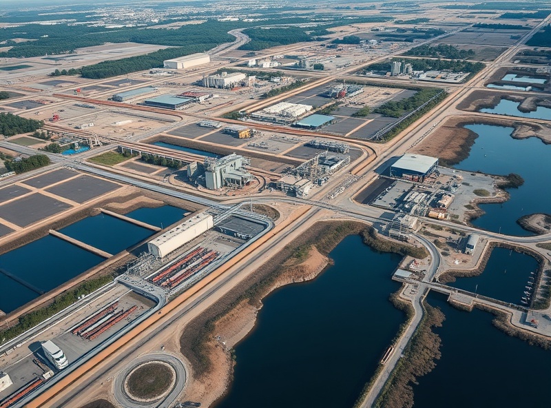 Aerial view of a major water utility's infrastructure network spanning a large service territory