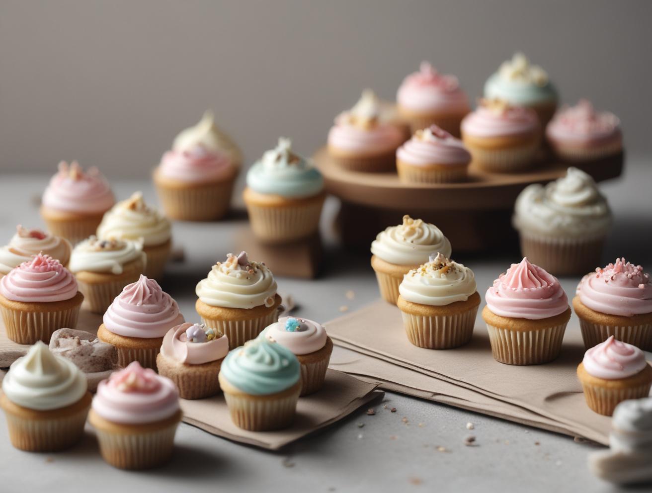mini cupcakes, cookies, door gifts