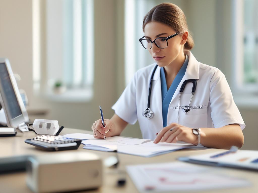 realistic high resolution image of a healthcare professional discussing diabetes,