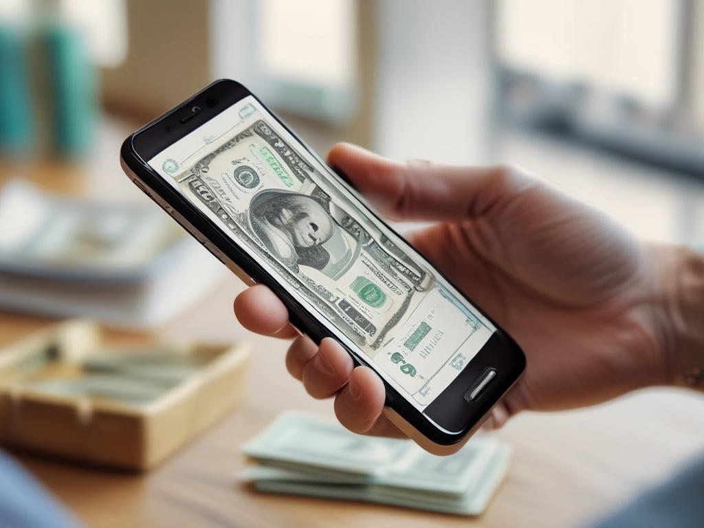 A realistic close up of hands holding cash with a