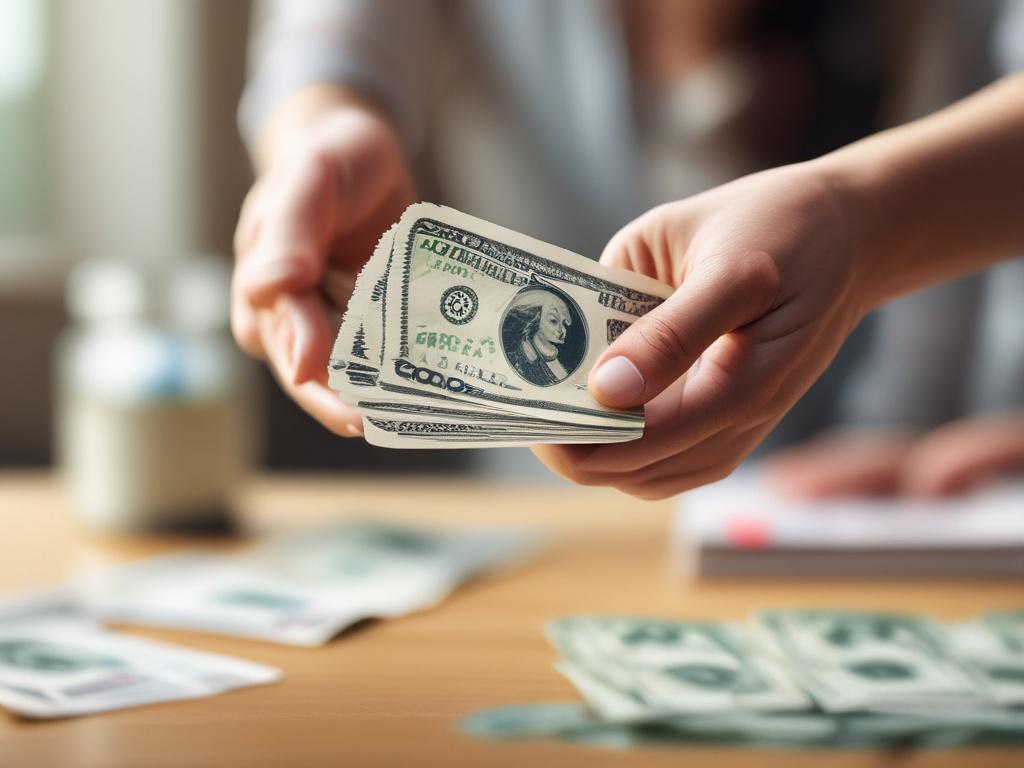A close up shot of a hand receiving cash with