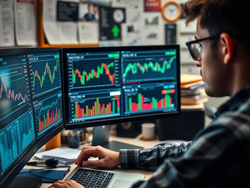 A close up shot of a user analyzing stock data