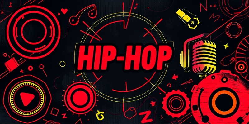 Hip-hop culture visual with rhythmic and bold graphic elements