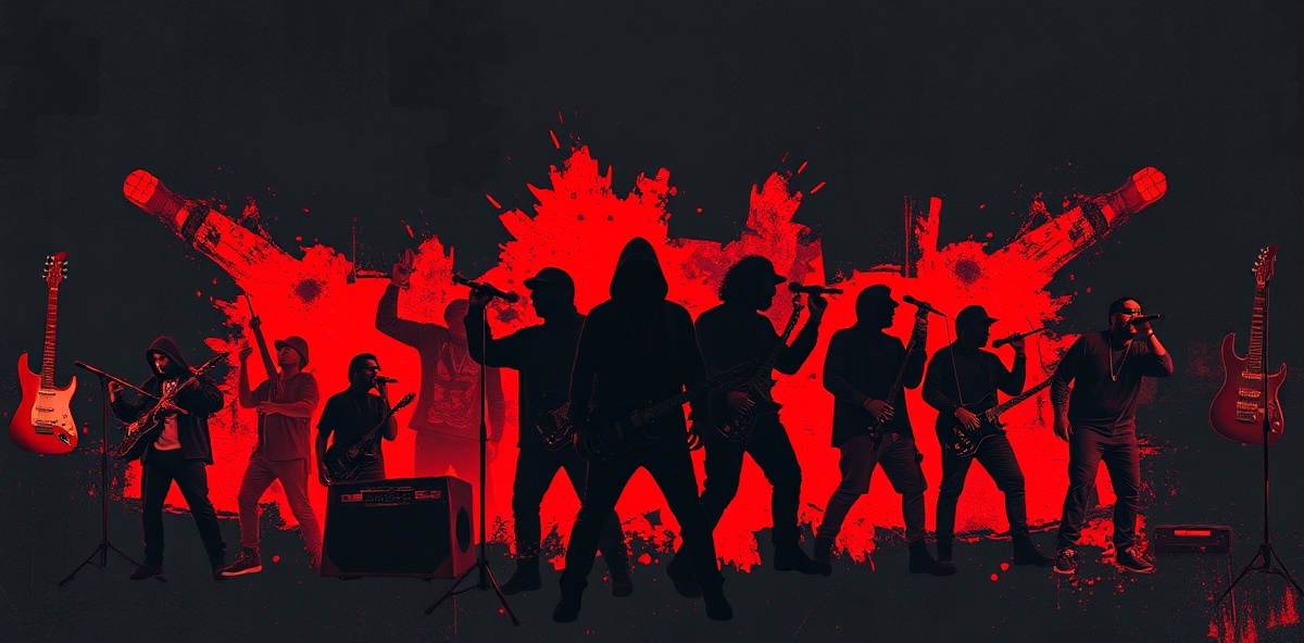 Underground hip-hop and metal collective poster collage