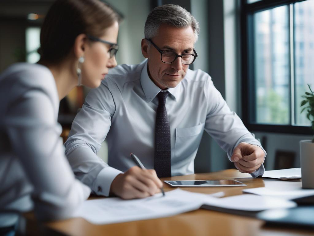 A close up shot of a financial advisor discussing investment