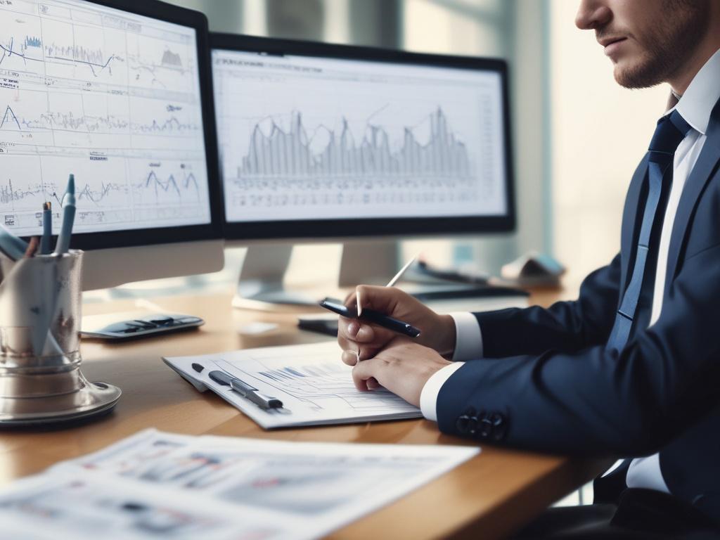 A close up shot of a financial analyst working with