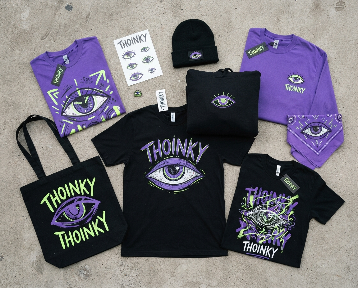 THOINKY complete apparel collection flat lay