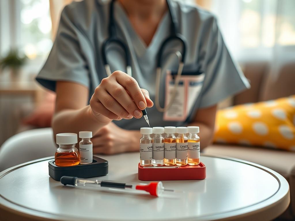 A close up shot of a professional nurse preparing blood