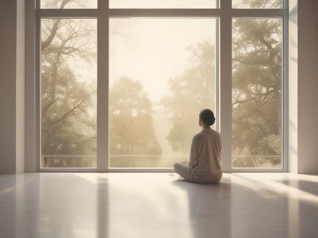 a calm and inviting space with one person reflecting on
