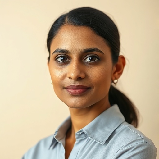 Priya Natarajan, physician and landlord, in a professional blouse