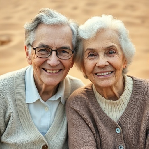 Ruth and Alan Feldman, retired educators, sitting close together and smiling