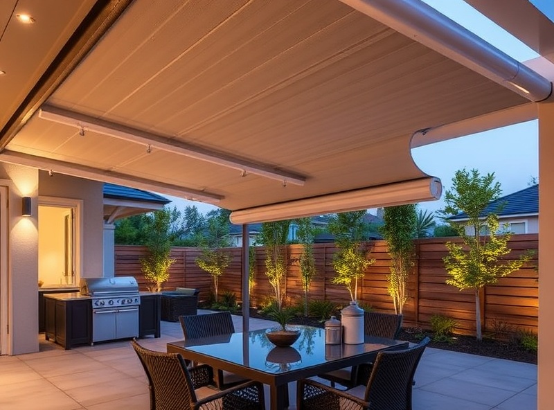 Retractable motorized pergola with adjustable louvers