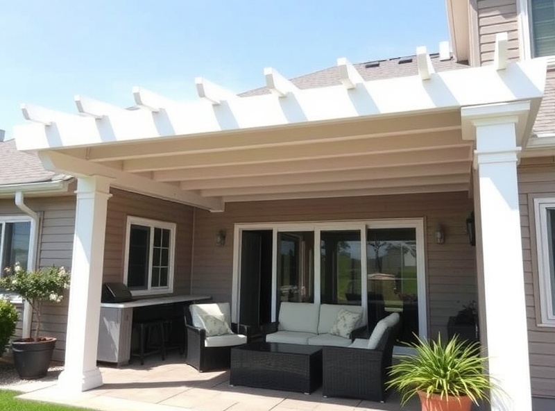 Clean vinyl pergola with low maintenance design