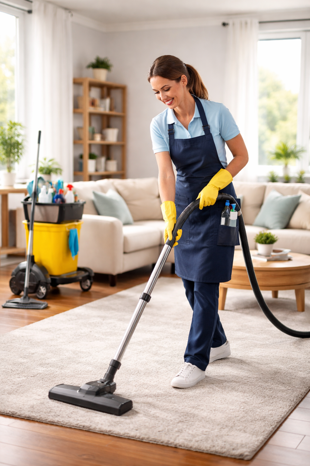 Professional cleaner at work