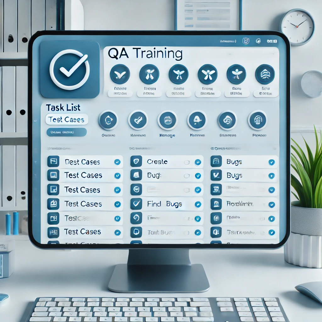 dall·e 2024-11-28 12.40.01 - a modern and clean web application interface designed for quality assurance testers. the interface shows a task list for qa training with test cases. .webp