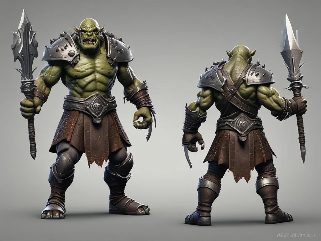 A single deep forge grey orc warrior miniature, designed with
